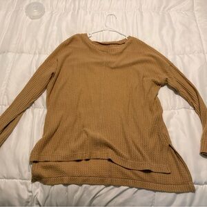 American Eagle Outfitters Waffle Knit Long Sleeve Top - Camel